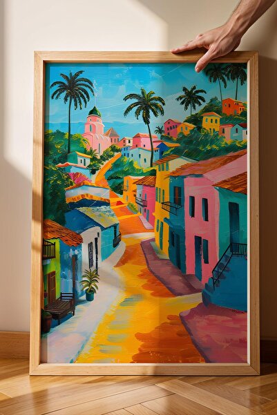 Saturn Tropical Townscape Framed Painting - Pop Art Poster Painting