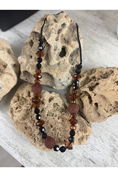 SEDEF TAKI Kahve boncuklu kolye