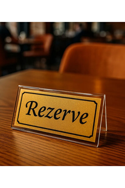 Neon Masa Yazısı Şeffaf Pleksi Üstü Tek Yön Gold Metal "rezerve" Yazısı-100 M...