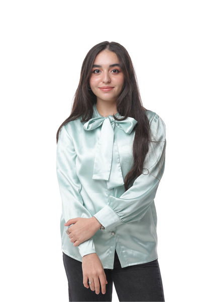 SUGA Elegant satin blouse with bow