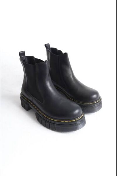 Elisay Moda YÜRÜMEK BIZIMLE GÜZEL Black Thermo Non-Slip Side Elastic Zipperless Laceless Sole Stitched Waterproof Boots