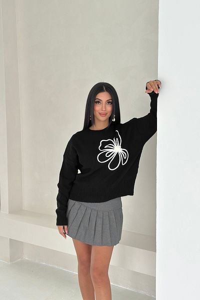 Noi Belis Soft Textured Pattern Embroidered Knitwear Sweater Aw25Kz0005