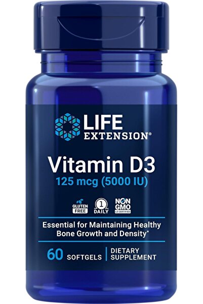 Life Extension Vitamin D3 5000 IU Bone Health Brain Immune System Support 60