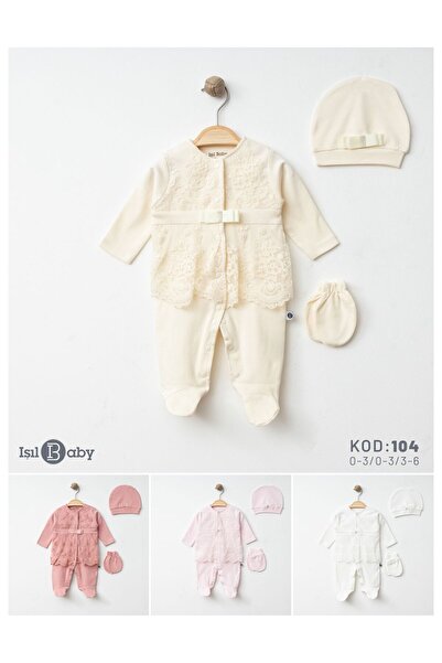 Işıl Baby kız bebek tulum set dantelli