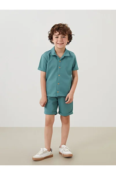 LC Waikiki Lcw Collar Basic Shirt and Shorts 2-Piece New Season