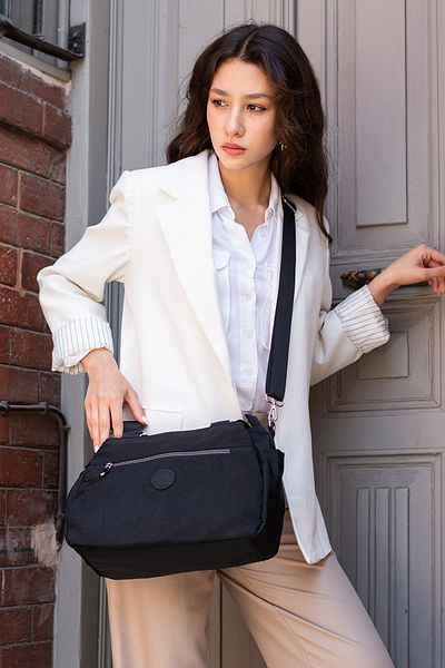 H&D COLLECTİON Women's 5 Compartment Water Resistant Parachute Fabric Adjustable Cross Strap Hand and Shoulder Bag