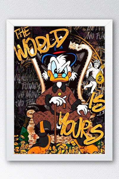 Saturn Scrooge Mcduck Unchangeable Uncle Framed Painting - Print Money Series Poster Painting