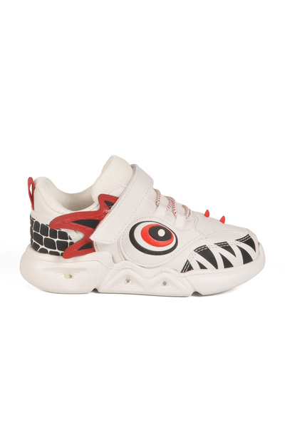 Cool White Velcro Lighted Boys' Sports Shoes