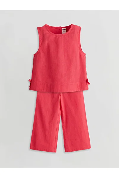LC Waikiki Sari Linen Blended Girl's Blouse and Trousers 2 Pcs