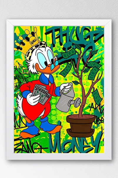 Saturn Scrooge Mcduck Unchangeable Uncle Framed Painting - Print Money Series Poster Painting