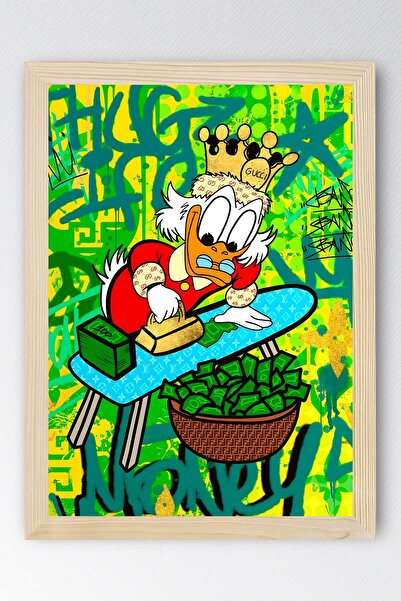 Saturn Scrooge Mcduck Unchangeable Uncle Framed Painting - Print Money Series Poster Painting