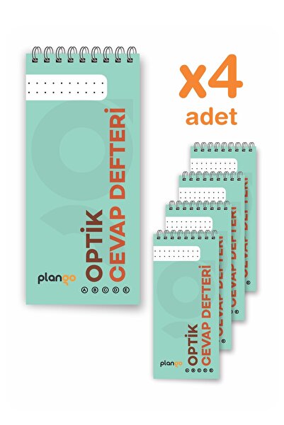 Plango Optik Cevap Defteri YEŞİL (4 Adet - 200 Sayfa) Sınava Hazırlık Optik F...