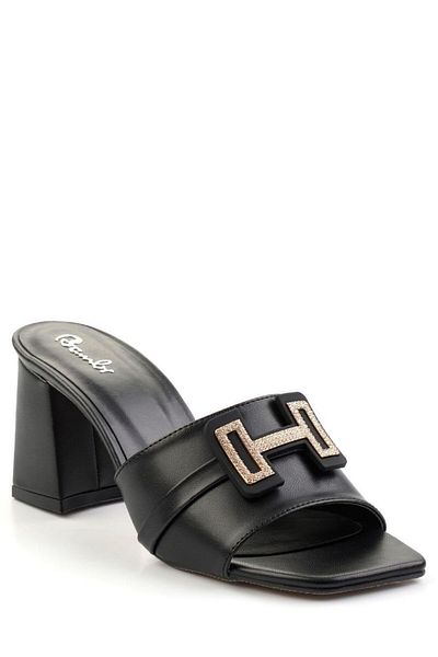 pabucmarketi Black Women's Heeled Slippers