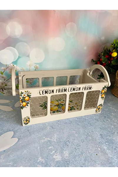Bypinaryuksel Lemon-Patterned Wire Basket, Wire Box, Multi-Purpose Basket