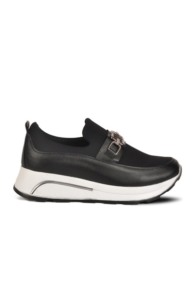Aspor Black White Laceless Women's Casual Shoes