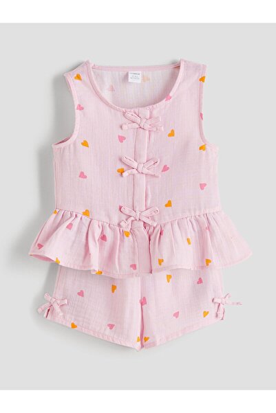 LC Waikiki Bow Girl's Blouse and Shorts 2-Pack