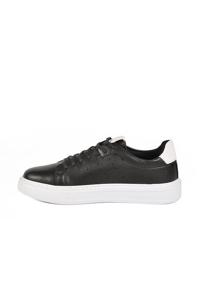 Aspor Black and White Lace-Up Men's Sneakers