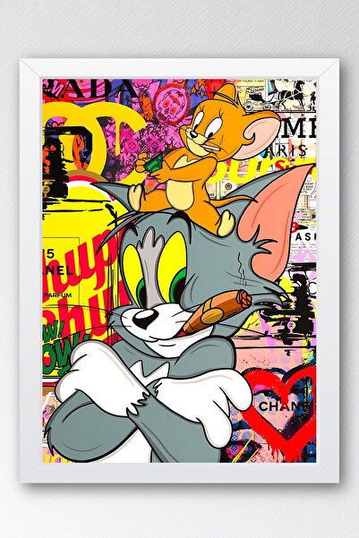 Saturn Tom and Jerry Framed Painting - Print Money Series Poster Painting