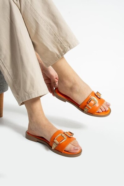 pabucmarketi Orange Women's Low Heel Slippers