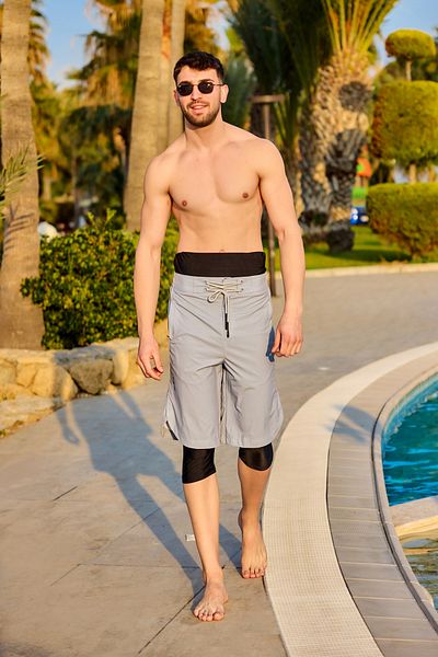 Marina Gray Men's Shorts Reflective Detail with Inner Leggings Upf50+ Protection S2505-1