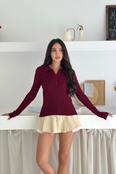 Noi Belis Basic Polo Neck Button Detailed Knitwear Sweater Aw25Kz0008