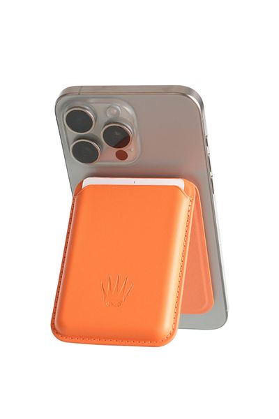 WATCHOFROYAL Orange Magnetic Adhesive Magnet Card Holder with Kickstand Stand