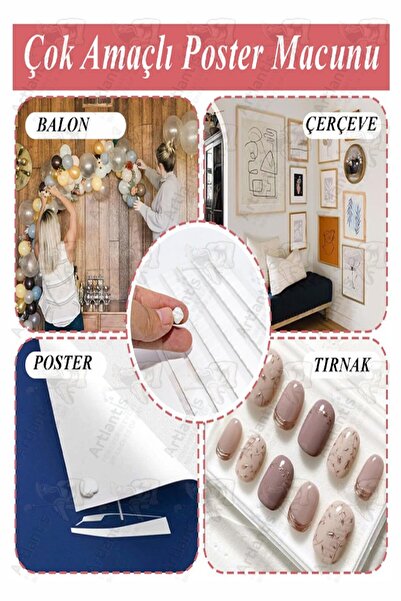 Artlantis Hamur Yapıştırıcı Tack-it 50gr 1 Paket 65 Parça Macun Sakız Yapıştırıcı Takıt Çerçeve Afiş Duvar İz