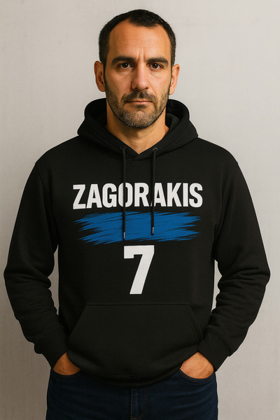 CLASSY.MODA Zagorakis 7 Hooded Sweatshirt – Greece Design 3 Thread Kangaroo Pocket Digital Print Hoodie