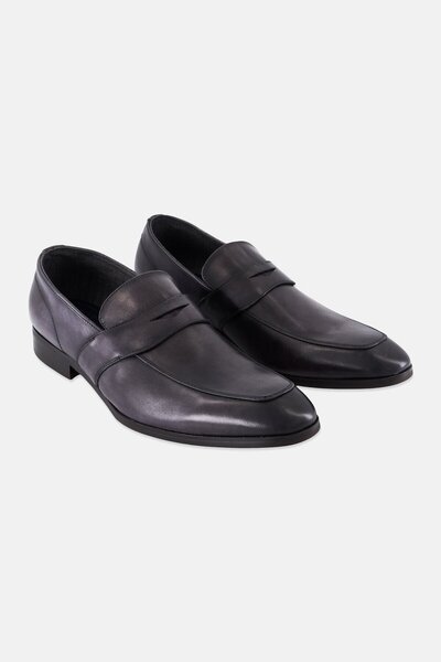 Steve Madden Men Vash Leather Upper Slip On Formal Shoes, Dark Grey