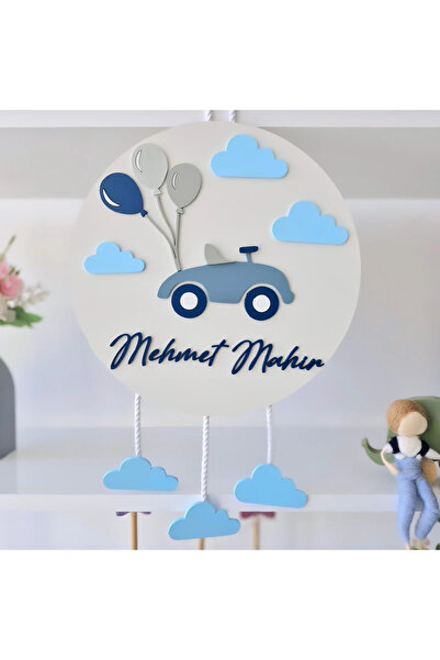 RENKLİ DİZAYN Bebek odası kapı süsü,isme özel bulut detaylı kapı süsü,hastane kapı süsü