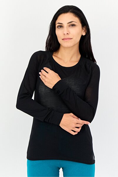 Reebok Women Sportswear Fit Long Sleeve Running Top, Black