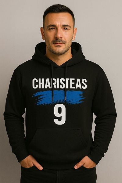 CLASSY.MODA Charisteas 9 Hooded Sweatshirt – Greece Design 3 Thread Digital Print Hoodie with Kangaroo Pocket