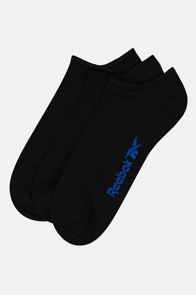 Reebok Men 3 Pairs Brand Logo Low Cut Socks, Black