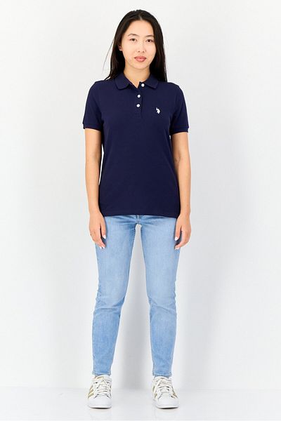 U.S. Polo Assn. Women Regular Fit Embroidered Logo Short Sleeves Polo Shirt, Navy