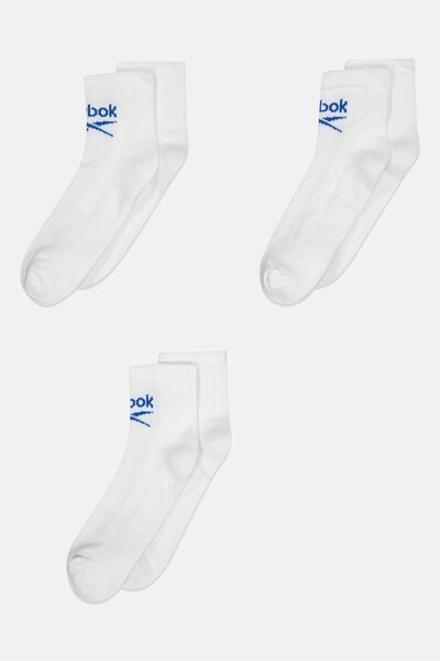 Reebok Men 3 Pair Brand Logo Ankle Socks, White