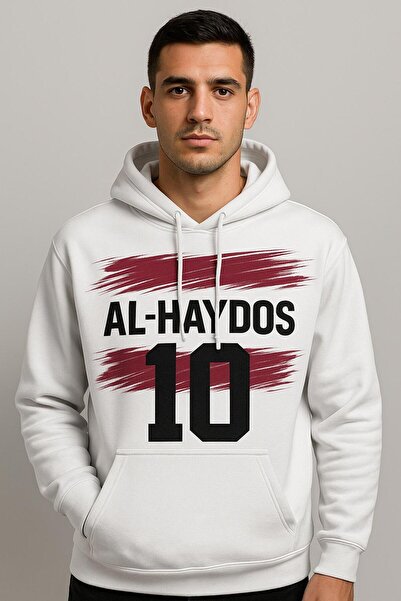 CLASSY.MODA Φούτερ με κουκούλα Al Haydos 10 – Ψηφιακή εκτύπωση με σχέδιο σημα...