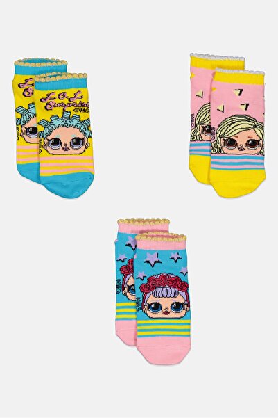 L.O.L. SURPRISE Kids Girl 3 Pairs Graphic Pattern Crew Socks, Multicolor