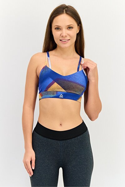 Reebok Women Brand Logo Padded Sports Bra, Multicolor