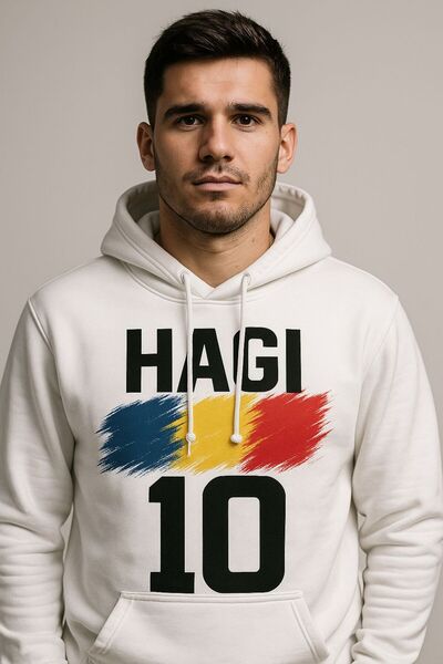 CLASSY.MODA Hagi 10 Hooded Sweatshirt – Romanian Legend Football Player Hoodie 3 Thread Kangaroo Pocket Digital Print