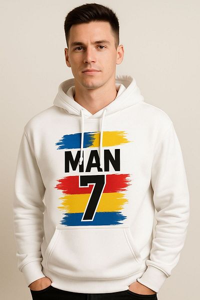 CLASSY.MODA Man Hoodie, Romania 7 Sweatshirt, Football Printed Hoodie, Hooded 3 Threads, Digital Printing