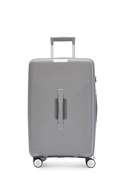 Pierre Cardin Orta Ve Kabin Boy 2'li Set %100 Polipropilen Valiz Gri 04PC7080