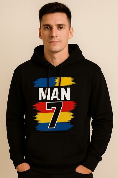 CLASSY.MODA Man Hoodie, Romania 7 Sweatshirt, Football Printed Hoodie, Hooded 3 Threads, Digital Printing