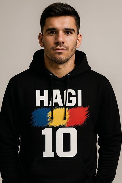 CLASSY.MODA Hagi 10 Hooded Sweatshirt – Romanian Legend Football Player Hoodie 3 Thread Kangaroo Pocket Digital Print