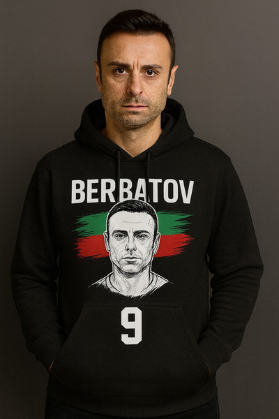 CLASSY.MODA Berbatov 9 Hooded Sweatshirt – Bulgaria Hoodie Soccer Kangaroo Pocket 3 Thread Digital Print