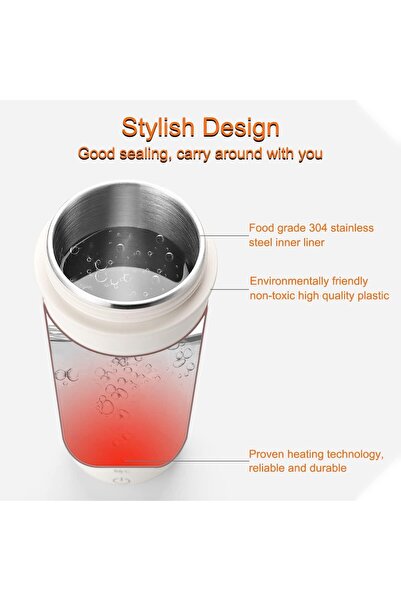 erorex Portable Travel Heating Mug, Mini Electric Cup, 55℃ / 80℃ / 100℃ Optional, 304 Stainless Steel