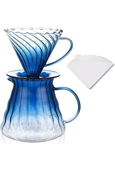 erorex Pour Over Coffee Maker Set Dripper, Glass Coffee Dripper, Heat Resistance 600Ml Coffee Server, 50