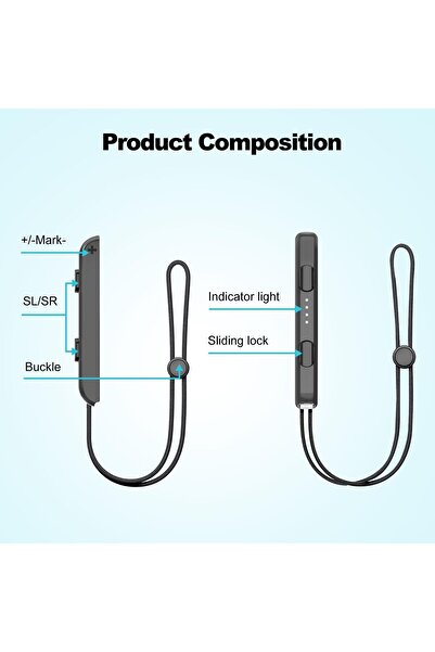erorex حزام معصم عصا التحكم، قطعتان من أشرطة الضيق القابلة للتعديل، زوج من مقابض يد التحكم المرنة