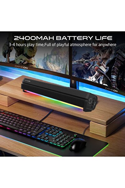 erorex Sonicstorm X Wireless Bluetooth Sound Bar Dual 52Mm Horns Tws Mode Rgb Lighting 2400Mah Battery Aux