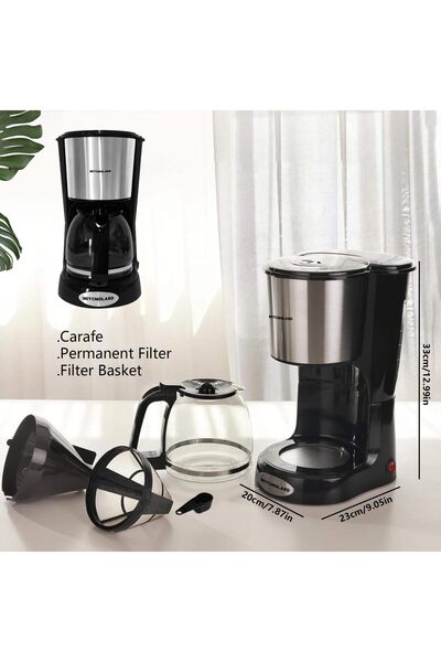 erorex Coffee Maker Filter Coffee Machine Up 12 Cups 1.5 L, 900 W, Anti Drip Black Coffee Maker,