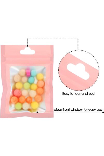 erorex Foil Bags, 100 Pieces Resealable Food Storage Bags Clear Pouch Clear Window Food Storage Candy